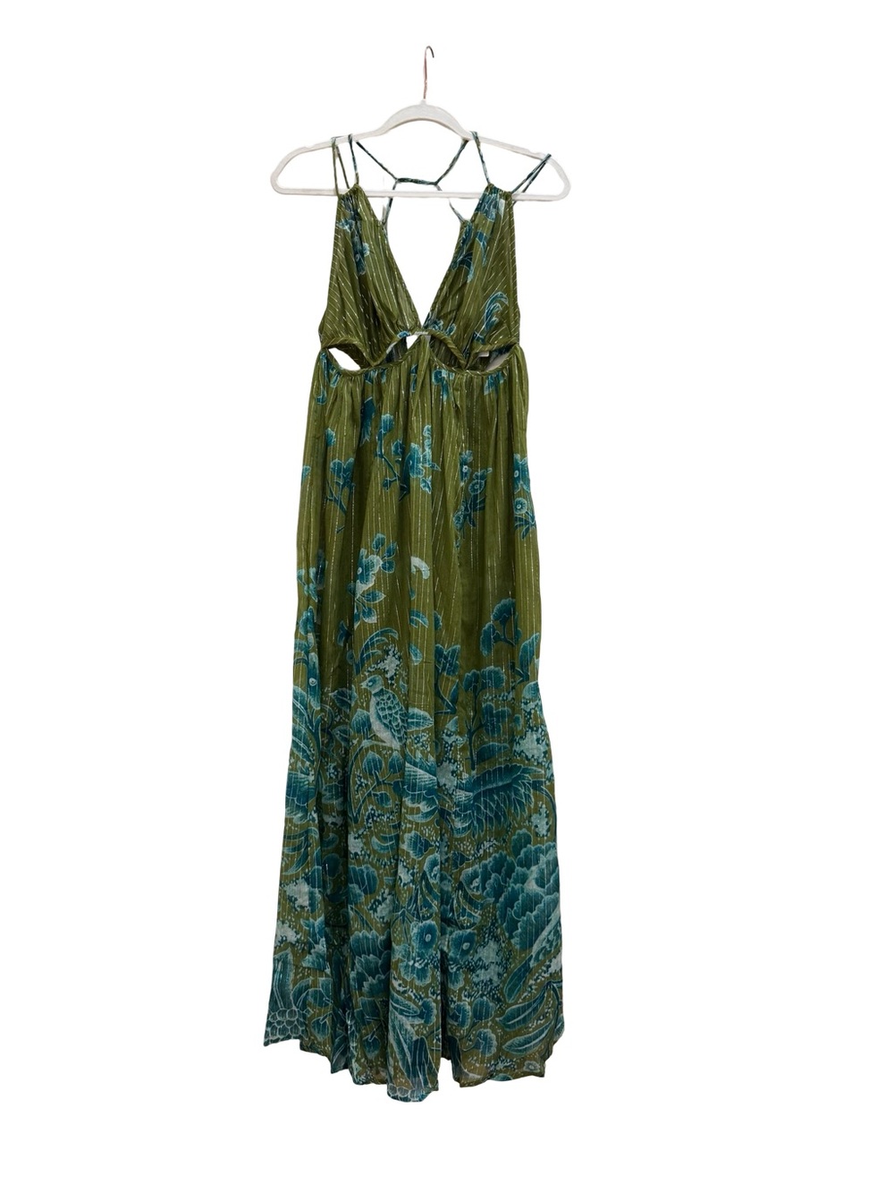 Anthropologie Green Floral Halter Maxi Dress - Picture 2 of 16